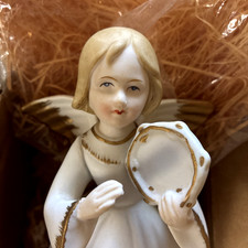 Vtg 1960’s Schmid  Musical Bisque Angel Plays Silent Night 8