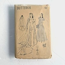 Vtg 1940s Butterick Bridal Gown Pattern 4420 EASY SEWING PATTERN Bust 30