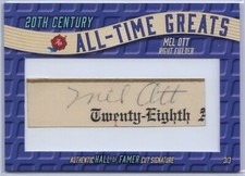 Mel Ott, NY Giants — 2024 Historic Autographs All Time Greats CUT SIGNATURE 3/3 picture