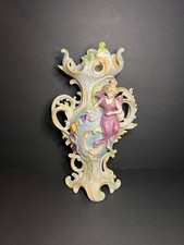 VTG Rare Saxony Art Nouveau 3D Porcelain Ornate Floral Woman Figural Vase 12.5