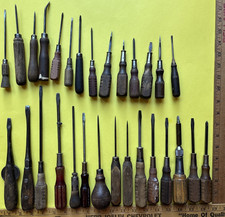 29 Vintage/Antique Wood Handle Screwdriver/Awl Hand Tools, Woorkshop Estate Sale picture