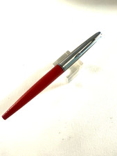 1960s red Parker 45 Fountain pen FINE nib Cartridge filler. Chrome trim.  NICE picture