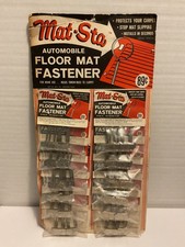 1950s Store Display Card Of Mat-Sta Automobile Floor Mat Fasteners Vintage picture