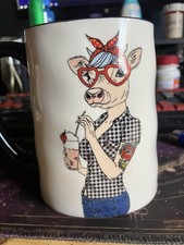 Signature Hipster Animal Cow Stoneware Coffee Mug Cup 14 oz picture