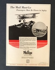 1929 Phillips Aviation Petroleum Advertisement Photo Mail Airplane Vtg Print AD picture