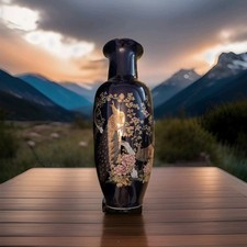 Henry WEDEMEYER KUTANI JAPAN JAPANESE VASE PORCELAIN COBALT BLUE, New In Box picture