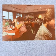 Restaurant Dining Candid Snapshot Photograph 1970s People Eating Americana picture