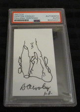 Denton Cooley MD (dec) signed autographed sketch psa slabbed business card picture