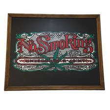 Vintage No Smoking Unless A Joint Carnival Glass Foil Mirror Sign 21.5”x 17.5” picture