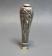 19c. French Empire Sterling Silver Wax Seal Stamp Ribbon Bow Empty Monogram Die picture