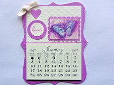 PURPLE BUTTERFLY LOVE 2027 MINI MAGNETIC MOON CALENDAR TEAR OF PAGES picture
