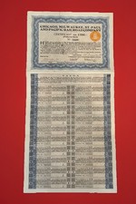 RARE 1935 Chicago, Milwaukee St. Paul & Pacific Railroad Dutch Bond w/Coupons picture