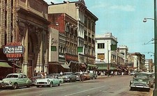 Postcard  View of Main Street and Rexall Drugs in Lafayette, IN.   R9 picture