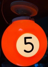 Vintage Orange Plastic Billiard Pool Ball Swag Hanging Light Lamp Lighting #5 picture