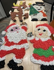 Vtg Set 4 1970's Melted Plastic Popcorn Xmas Decor. See Pics. Look Nice. picture