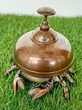 Antique Brass Crab Bell - Perfect for Hotel, Office, or Desk Decor picture