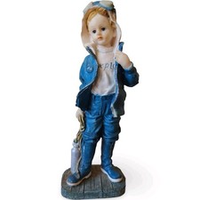 Vintage Resin Boy Explorer Figurine Aviator Pilot Boy Statue Nautical Decor 7