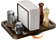 Servilletero Giratorio con Soporte para Salero y Pimentero de Madera Mesa picture