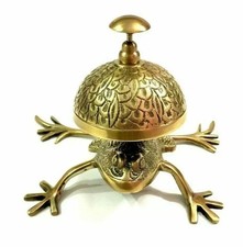 Nautical Brass Frog Desk Bell Vintage Antique Hotel Counter Reception Bell Decor picture