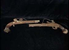 Vintage Sexton Metal Flintlock Dueling Pistol Wall Decor Set Of 2 Made In USA picture