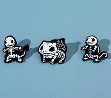 POKEMON SKELETON PIN SET (3pcs) Charmander/Squirtle/Bulbasaur Enamel Brooch Lot picture