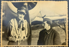 Vintage 1940s Photo German Aviation Pilot Aviator Airfield Aircraft Uniform picture