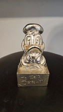 WALT DISNEY WORLD DONALD DUCK BANK VINTAGE 1970's LEONARD SILVER METAL FIGURINE picture