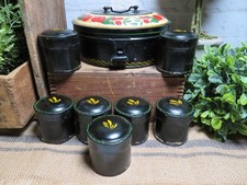 Vintage Folk Art Toleware Tin Canister 8pc Hand Painted PENNSYLVANIA Find picture