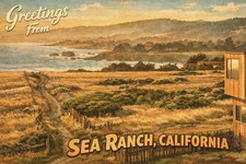 Greetings From Sea Ranch, California MODERN Vintage-inspired Postcard D208 picture