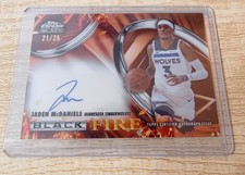 2025-26 Topps Chrome Black Jaden McDaniels Black Fire Auto Orange Refractor /25 picture
