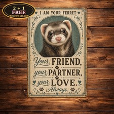 Ferret Your Best Friend Small Pet Retro Metal Tin Sign 8x12 picture