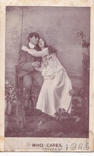 Antique Victorian Postcard Greeting Card Who Cares Couple 1323 Fence Sitting A0 picture