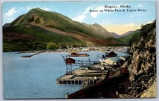K62/ Skagway Alaska Postcard c1910 White Pass & Yukon Route Docks 51 picture