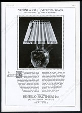 1927 Paolo Venini Murano glass lamp photo Benello Brothers NYC vintage print ad picture