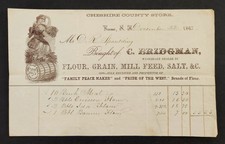 1863 antique BRIDGMAN keene nh BILLHEAD flour grain mill feed STORE cheshire picture