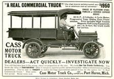 1910 Original Cass Motor Truck Ad. Port Huron Michigan + Glide Touring Car Ad picture