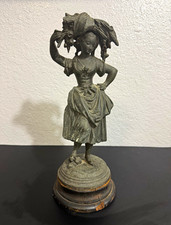 Antique Spelter Figurine with original wood spin base picture