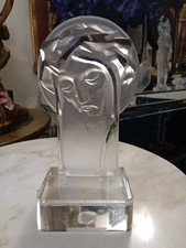 Antique Czech Bohemian Art Glass Crystal Face Of Jesus Christ 6 .75 Or OBO picture