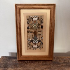 Navajo Sand Art Painting, authentic, Medicine Man, Wood Framed 9” x 6” picture