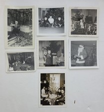 1964 vintage CHRISTMAS PHOTOS 7pc lot FAMILY CHILDREN SANTA CLAUS TREE picture