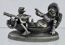 HALLMARK Miss Piggy & Kermit w Boat Figurine Fine Pewter 1981 Muppets Jim Henson picture