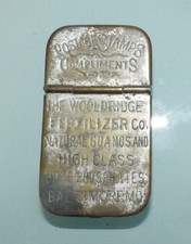 Antique Brass Postage Stamps / Match box with Ad. Baltimore Md. picture