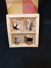 Vintage Boxed Set 4 Shot Glasses Novelty MCM Barware picture
