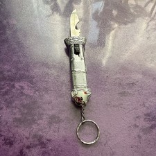 Vintage Silver Metal Fancy Pocket Knife/Lighter Keychain picture