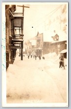 Street View in Winter Snow Blizzard Burke Idaho ID c1917 Real Photo RPPC picture