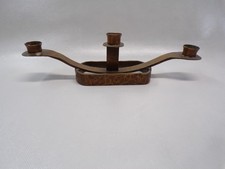 Vintage Hand-Wrought Copper Three Candle Candelabrum Hand Hammered Folk Art 622G picture