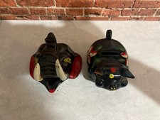 2 Vintage Smoker Ashtrays Pig & Elephant ~ Smoke Exits Holes Piggy bank JAPAN picture