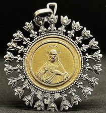 Argentina 1930` antique Sacred Heart of Jesus Gold 18k, silver, markesites picture