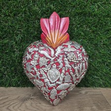 Joaquin Garnica Signed Mexican Milagro Sacred Heart Folk Art Wood Carving picture