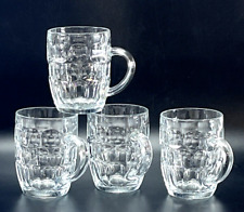 Arcoroc France Glass Beer Mugs Set of 4 Britannia Style Thumbprint Dimple 20 Oz picture